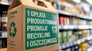 Biuro z dokumentami i kalkulatorem do obliczania Opłata produktowa opakowania 2025 BDO dla przedsiębiorców
