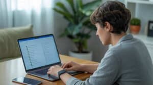 Kontrola BDO online - biuro z dokumentami, kalkulatorem i komputerem do zdalnej weryfikacji wymaganych dokumentów