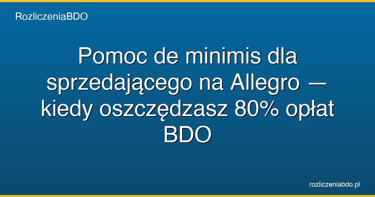 pomoc de minimis allegro bdo 80 procent oszczednosci featured