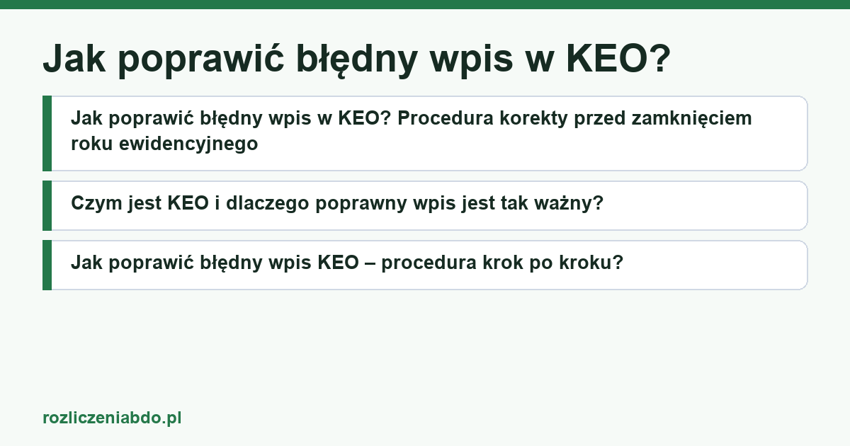 Karta artykułu: Jak poprawić błędny wpis w KEO?