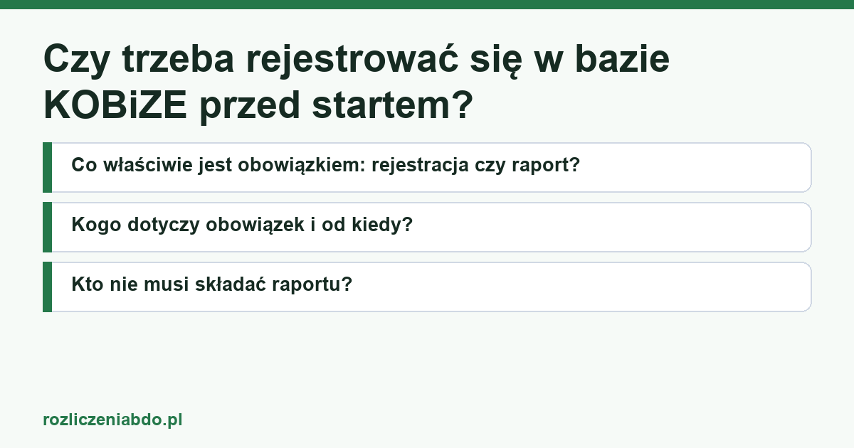 Karta artykułu: Czy trzeba rejestrować się w bazie KOBiZE przed startem?