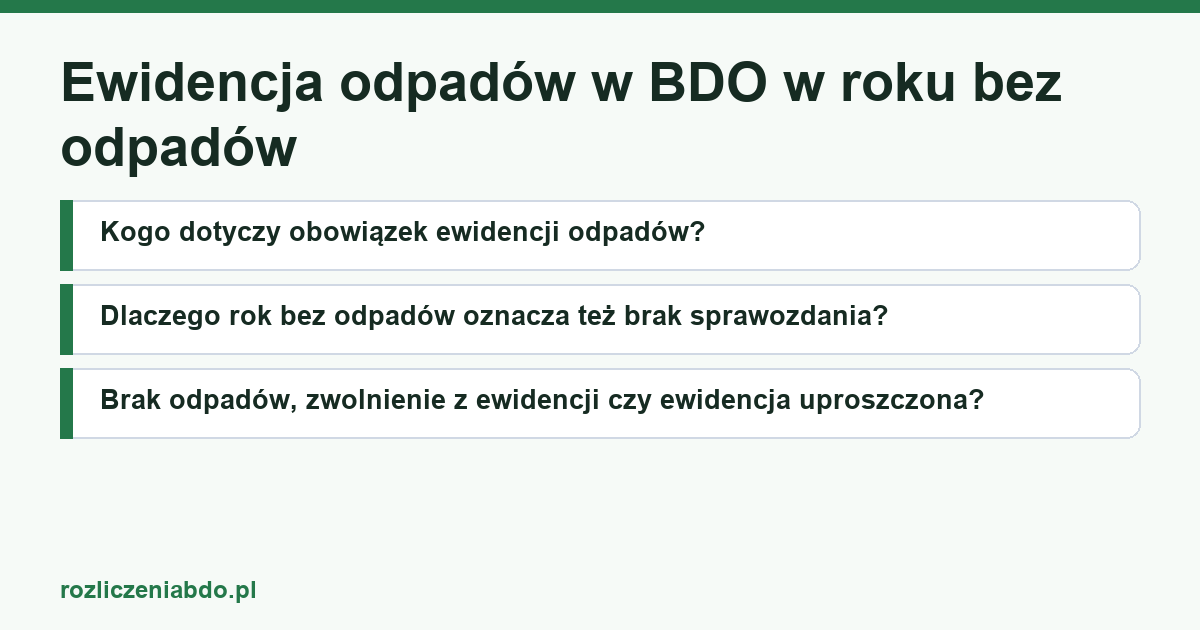 Karta artykułu: Ewidencja odpadów w BDO w roku bez odpadów