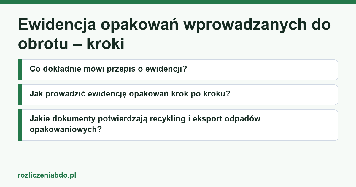 Karta artykułu: Ewidencja opakowań wprowadzanych do obrotu – kroki