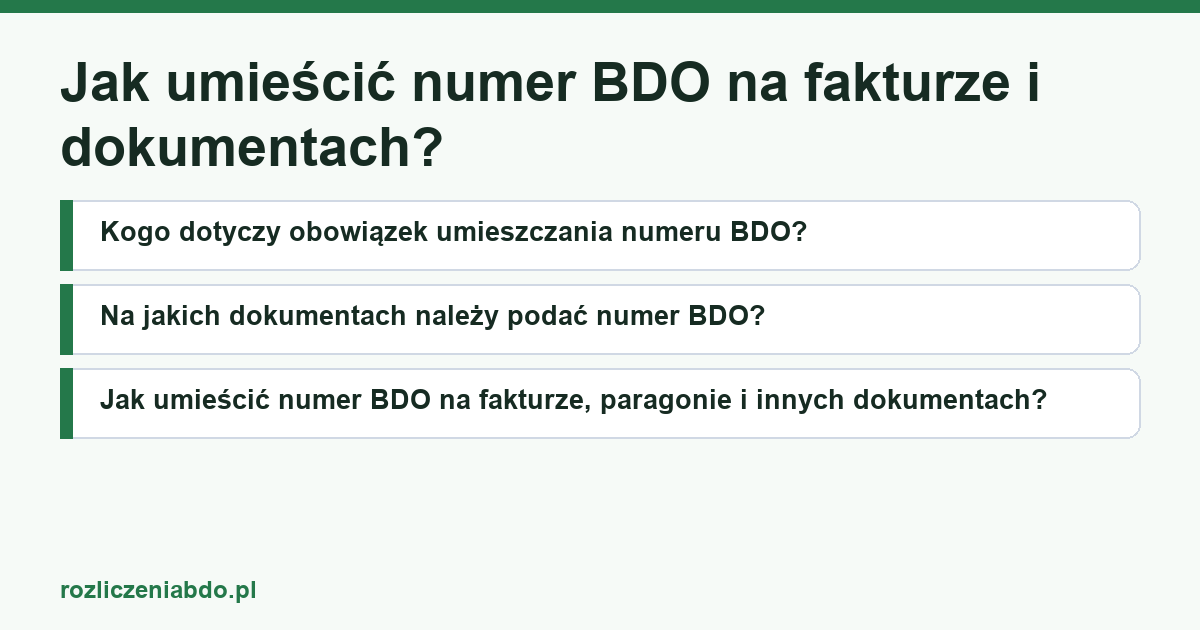 Karta artykułu: Jak umieścić numer BDO na fakturze i dokumentach?