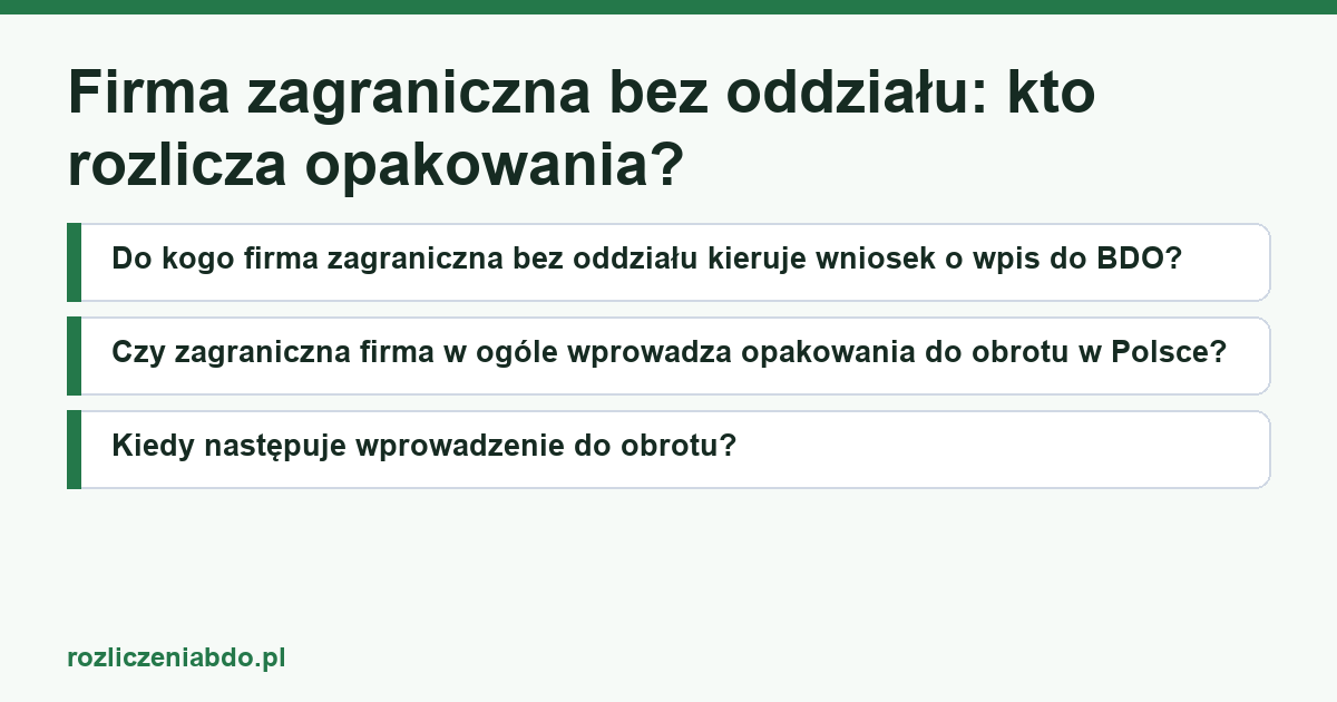 Karta artykułu: Firma zagraniczna bez oddziału: kto rozlicza opakowania?