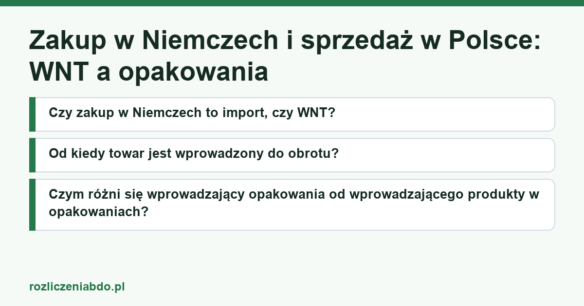 Karta artykułu: Zakup w Niemczech i sprzedaż w Polsce: WNT a opakowania