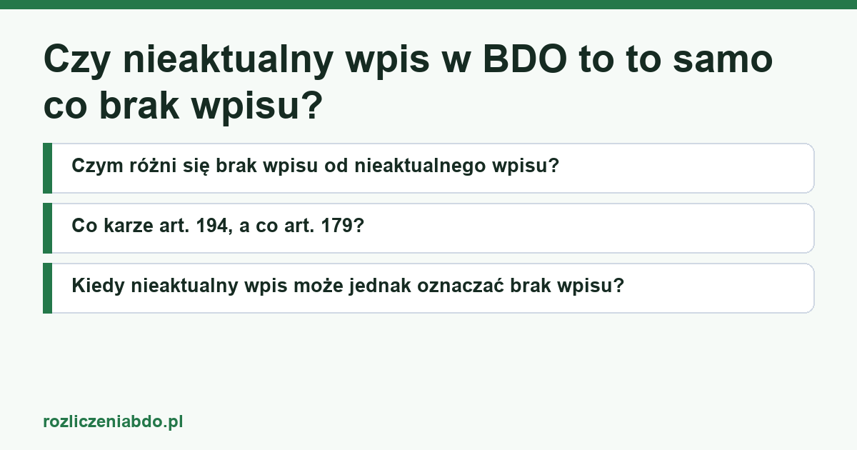 Karta artykułu: Czy nieaktualny wpis w BDO to to samo co brak wpisu?