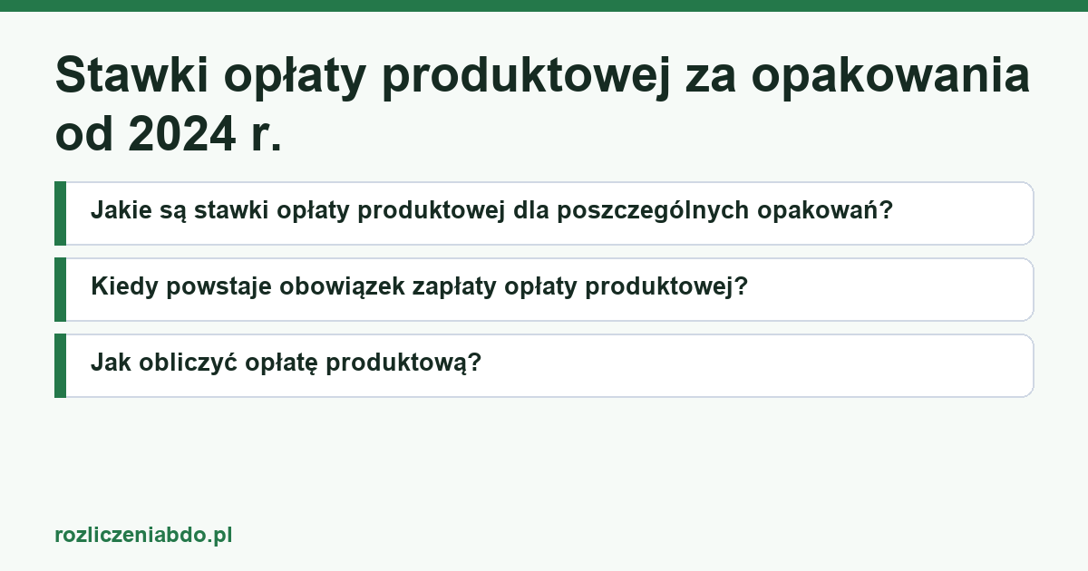 Karta artykułu: Stawki opłaty produktowej za opakowania od 2024 r.
