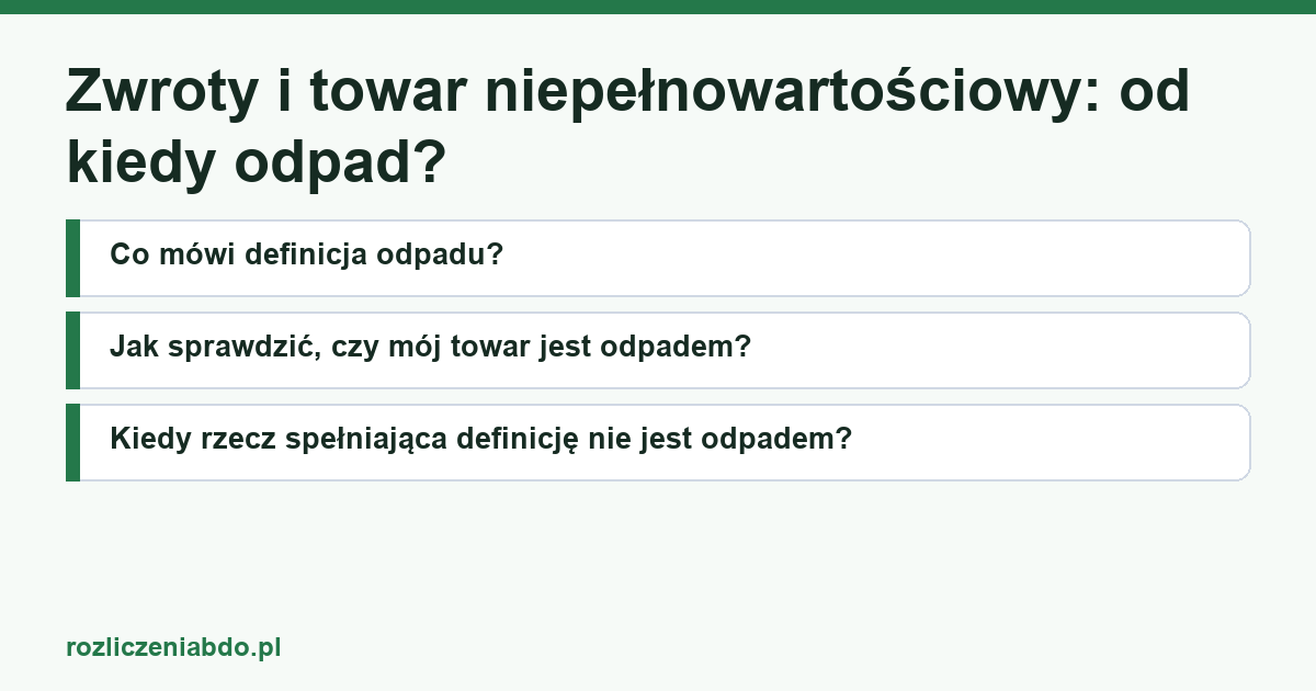 Karta artykułu: Zwroty i towar niepełnowartościowy: od kiedy odpad?