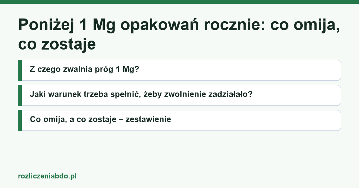 Karta artykułu: Poniżej 1 Mg opakowań rocznie: co omija, co zostaje