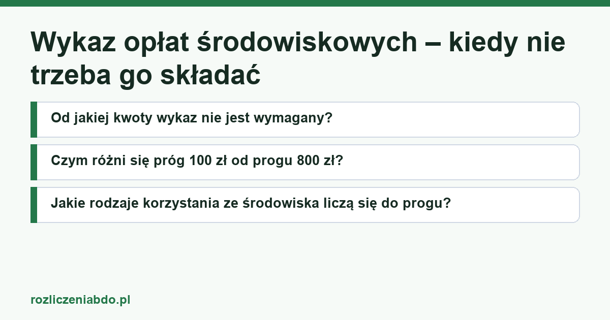 Karta artykułu: Wykaz opłat środowiskowych – kiedy nie trzeba go składać