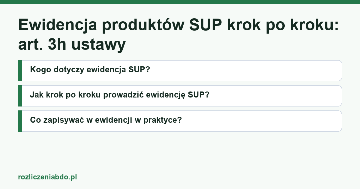 Karta artykułu: Ewidencja produktów SUP krok po kroku: art. 3h ustawy