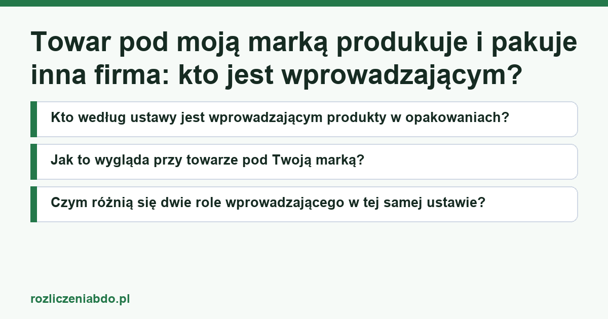 Karta artykułu: Towar pod moją marką produkuje i pakuje inna firma: kto jest wprowadzającym?