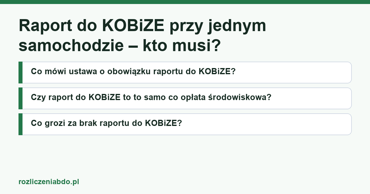 Karta artykułu: Raport do KOBiZE przy jednym samochodzie – kto musi?