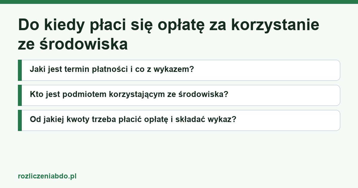 Karta artykułu: Do kiedy płaci się opłatę za korzystanie ze środowiska