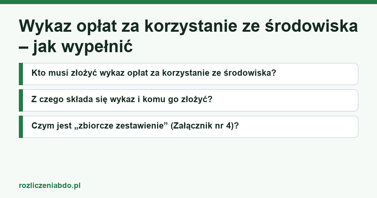 Karta artykułu: Wykaz opłat za korzystanie ze środowiska – jak wypełnić