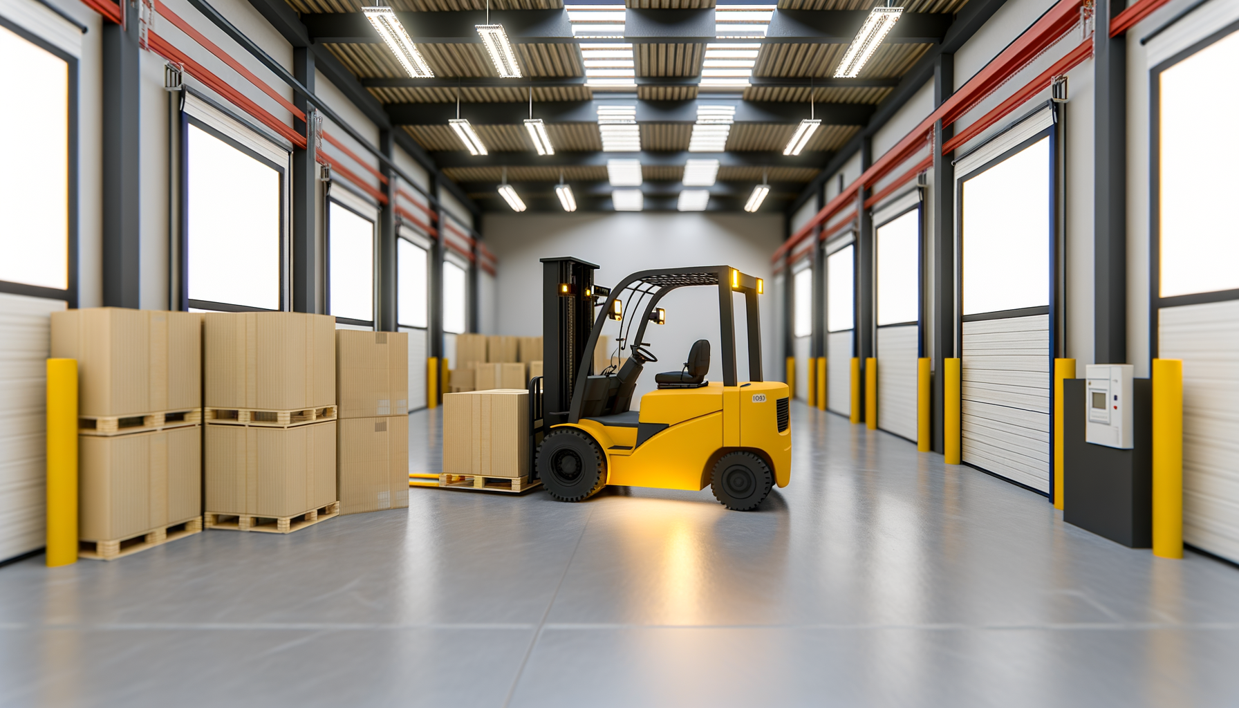 Firma transportowa — ewidencja BDO i kary WIOś — wnętrze magazynu logistycznego z wózkiem widłowym